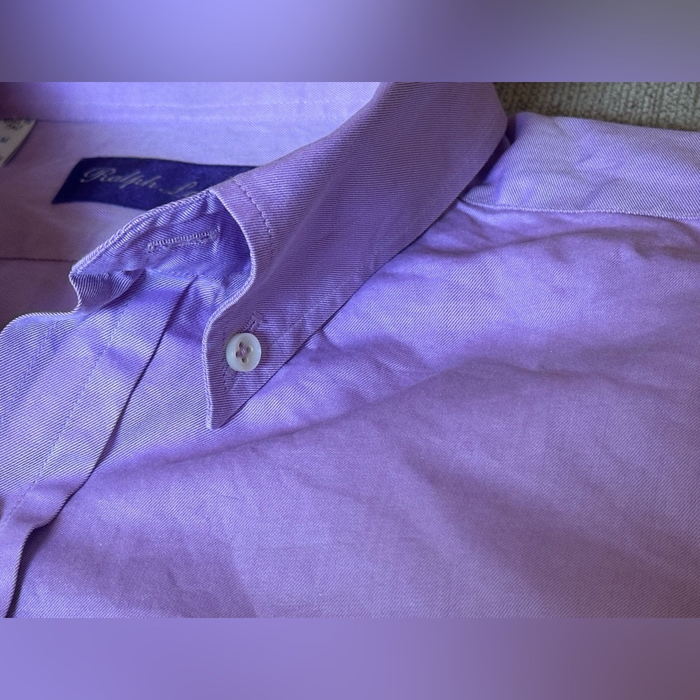 Ralph Lauren Purple Label Lavender 100% Cotton Button Down Men’s Shirt Size M - Picture 4 of 14